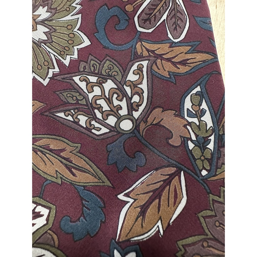 Vtg Ted Lapidus Italy Designer 100% Silk Full Length Men's Neck Tie Maroon